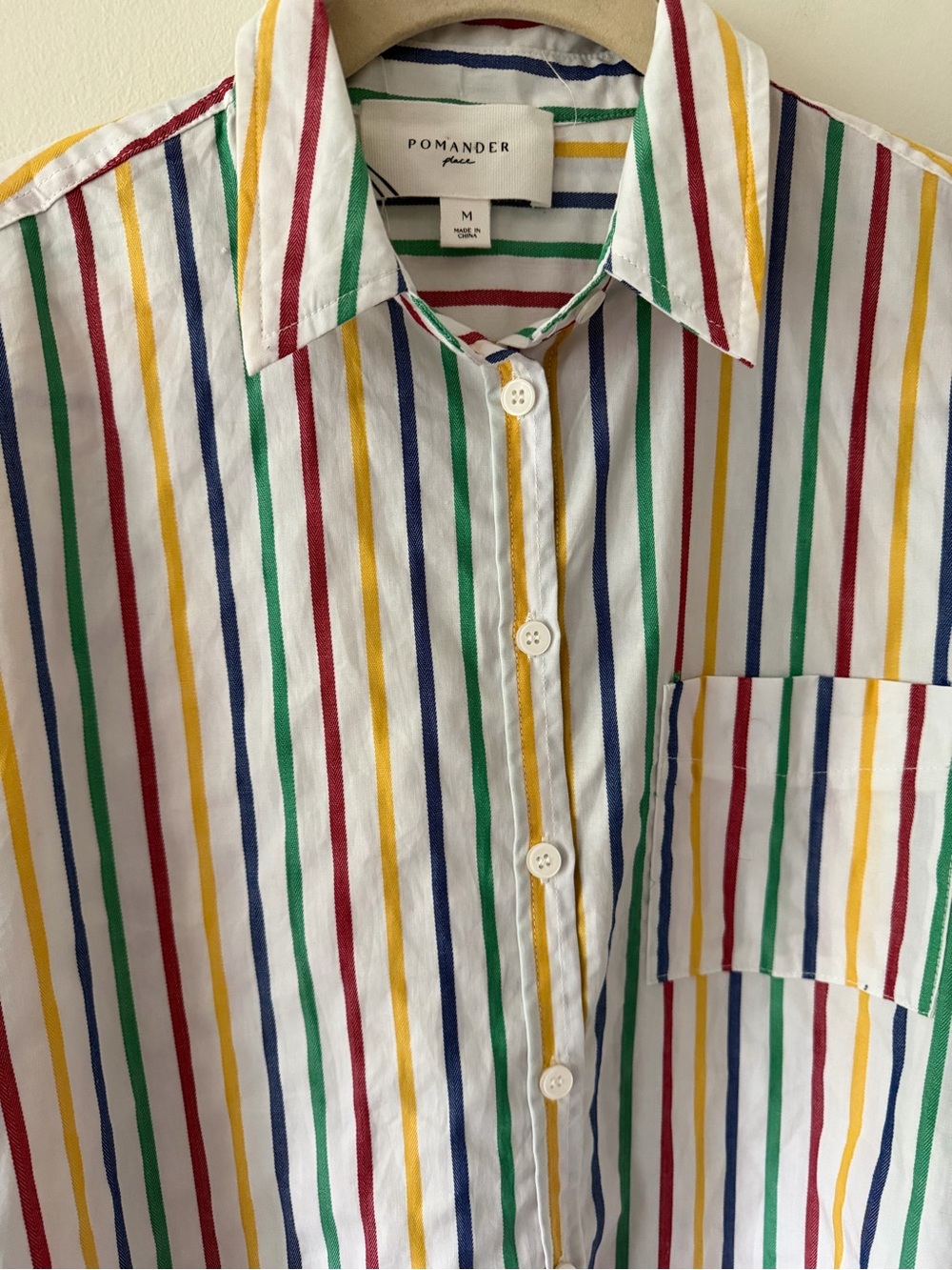 Pomander Place Tuckernuck Adair Rainbow Stripe Boyfriend Button-Up Shirt Medium - Picture 4 of 4